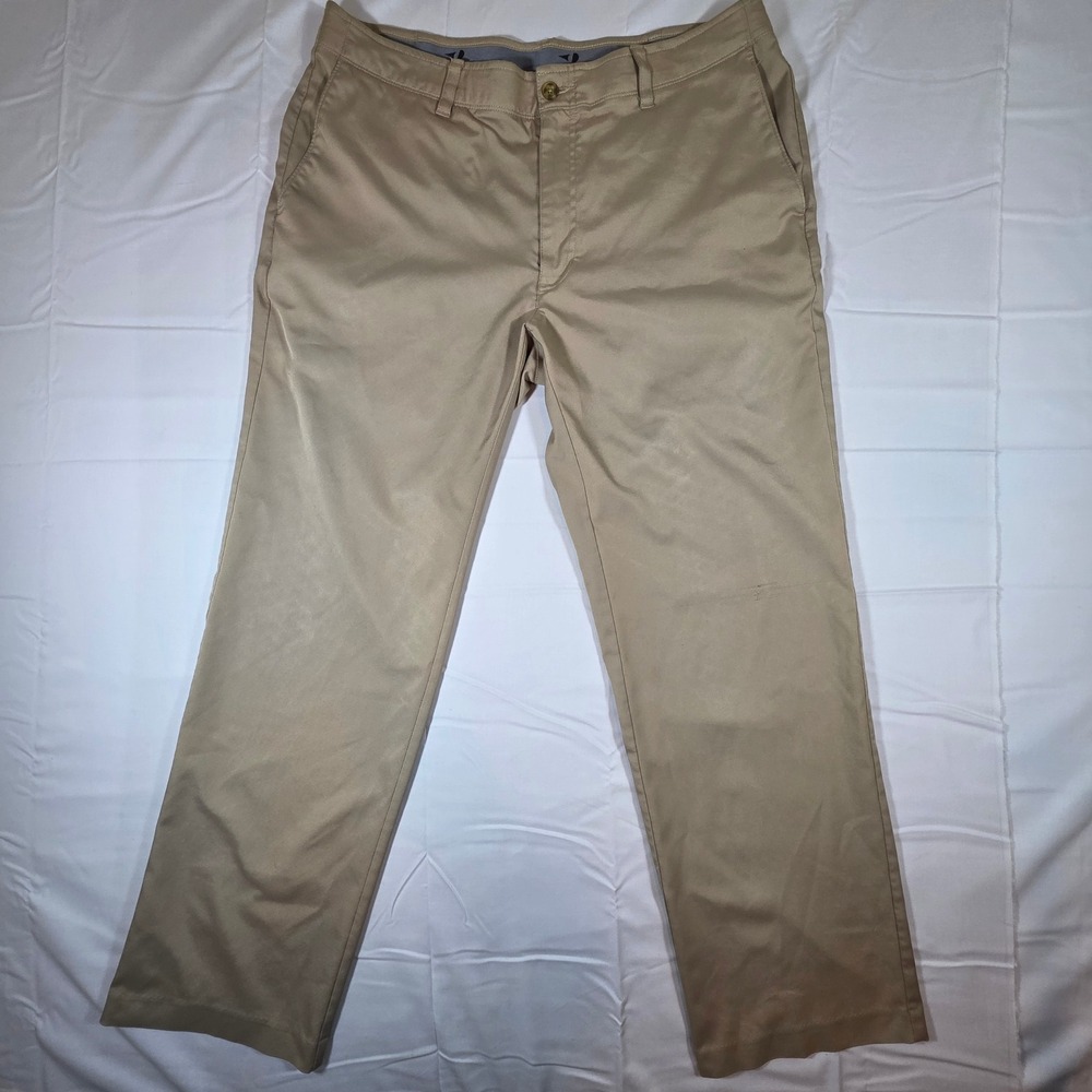 Grand Slam Mens Golf Pants Khaki Tan Performance Stretch Flat Front 36x30